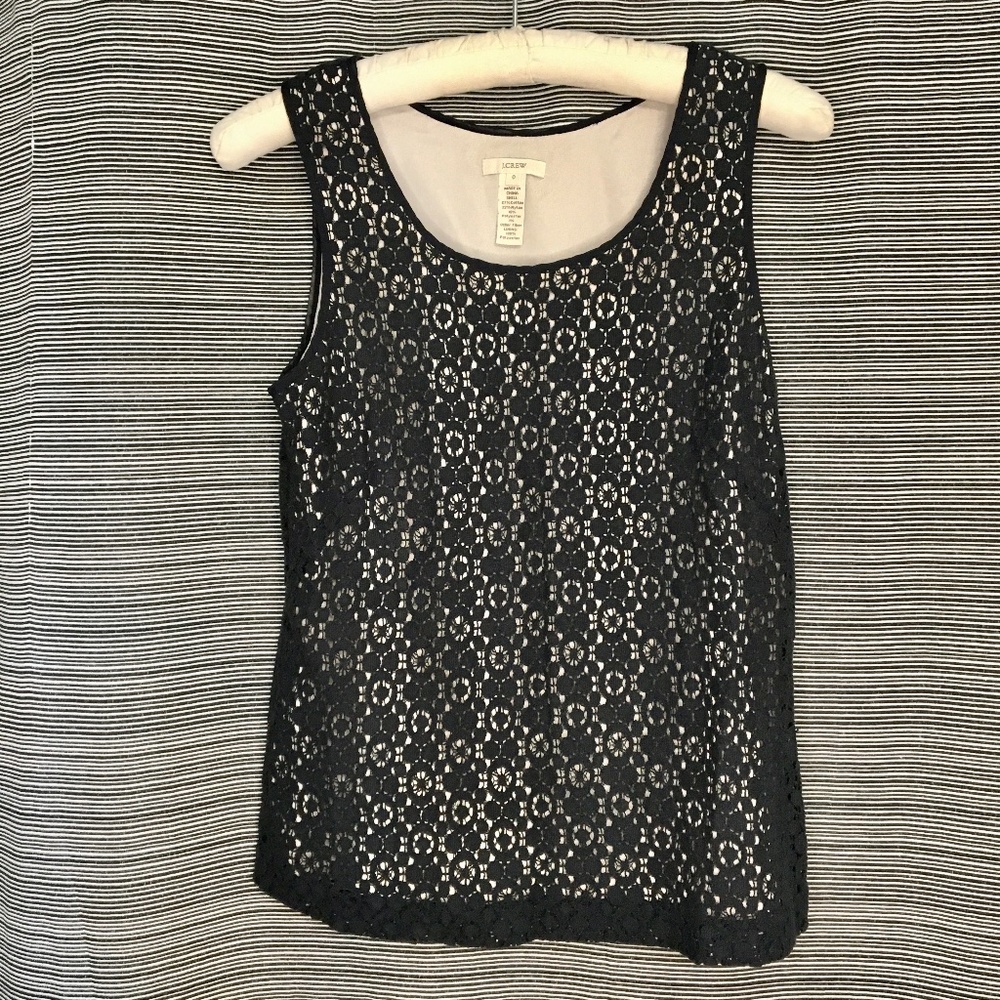 J Crew Black Lace Tank in Size 0